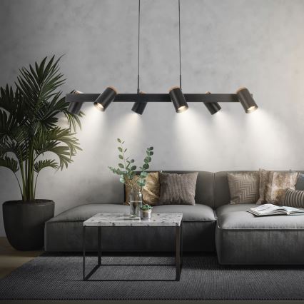 Briloner 4059065 - ERA lustra uz stieples 6xGU10/10W/230V melna