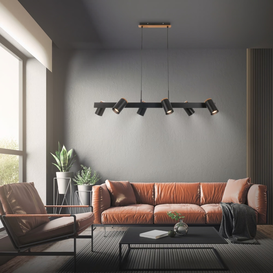 Briloner 4059065 - ERA lustra uz stieples 6xGU10/10W/230V melna