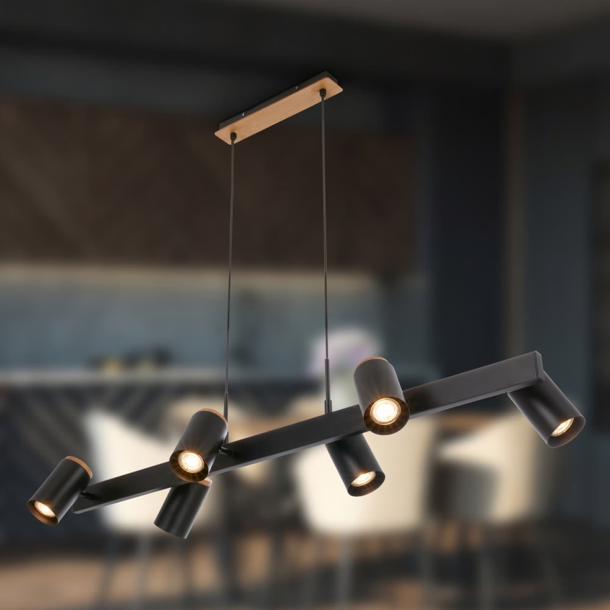 Briloner 4059065 - ERA lustra uz stieples 6xGU10/10W/230V melna