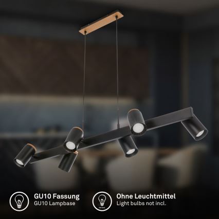 Briloner 4059065 - ERA lustra uz stieples 6xGU10/10W/230V melna