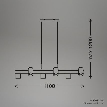 Briloner 4059065 - ERA lustra uz stieples 6xGU10/10W/230V melna