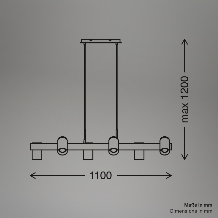 Briloner 4059065 - ERA lustra uz stieples 6xGU10/10W/230V melna