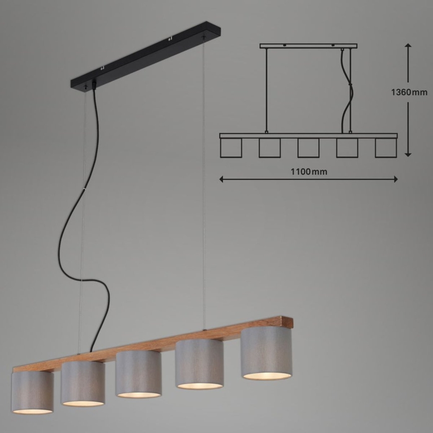 Briloner 4075-054 - Piekaramais gaismeklis uz kabeļa RHON 5xE14/25W/230V