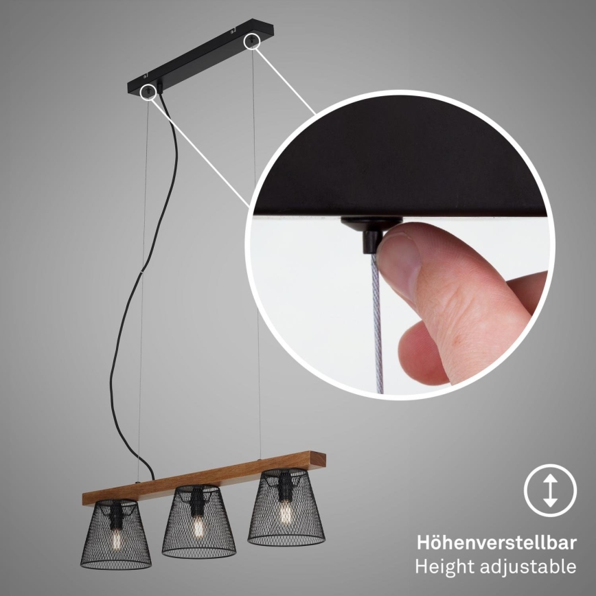 Briloner 4077-035 - Lustra ar auklu WOOD & STYLE 3xE14/25W/230V gumijkoks