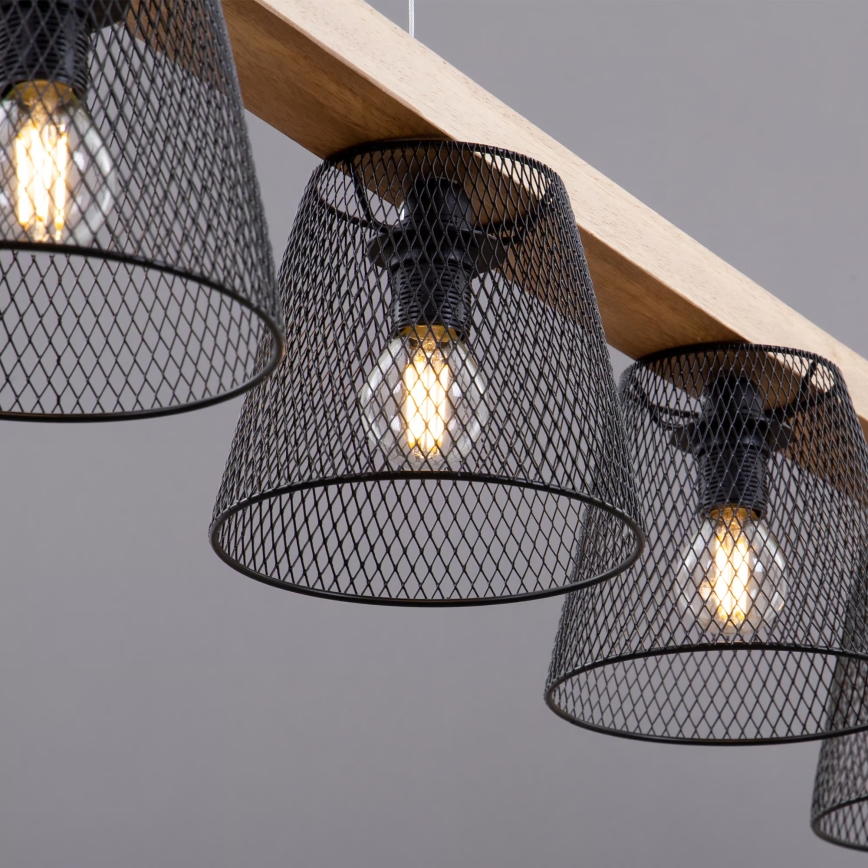 Briloner 4077-055 - Pakaramā lampa uz kabeļa WOOD & STYLE 5xE14/25W/230V, kaučuka koks