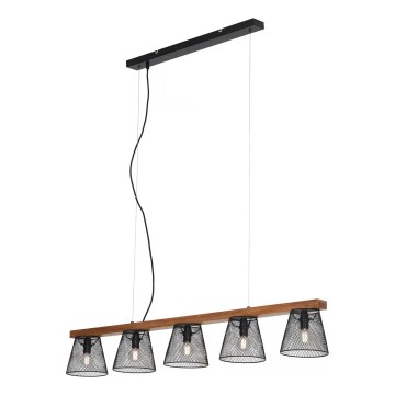 Briloner 4077-055 - Pakaramā lampa uz kabeļa WOOD & STYLE 5xE14/25W/230V, kaučuka koks