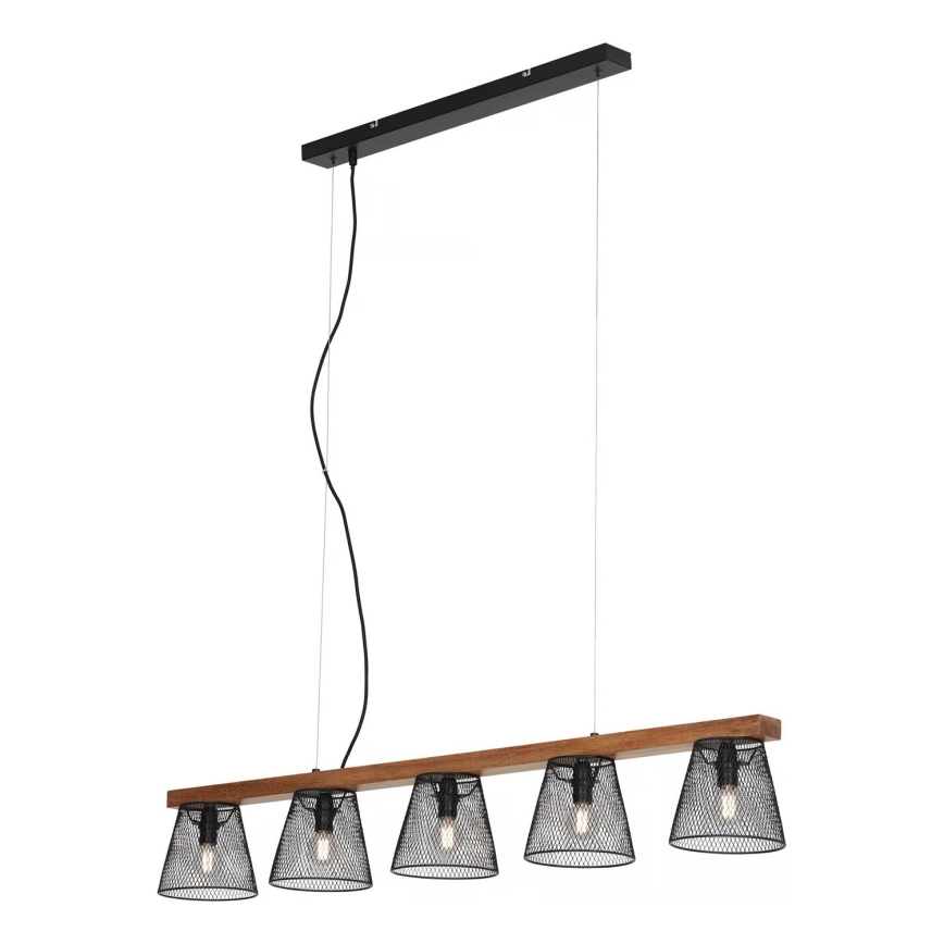 Briloner 4077-055 - Pakaramā lampa uz kabeļa WOOD & STYLE 5xE14/25W/230V, kaučuka koks