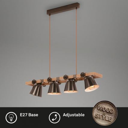Briloner 4406-044 - Lustra ar auklu TALE 4xE27/40W/230V brūna