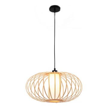 Briloner 4759011 - Pakaramais gaismeklis uz vada 1xE27/10W/230V melns/bambuss