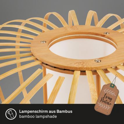 Briloner 4759031 - Pakaramā lustra uz troses 3xE27/10W/230V melna/bambuss