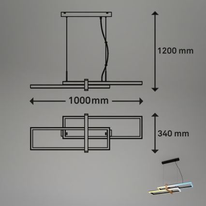 Briloner 4768015 - LED regulējama lustra uz troses LED/44W/230V 2700–6500K 100 cm + ar tālvadības pulti