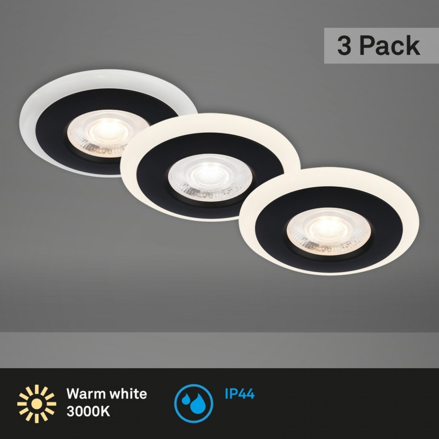 Briloner 7039-035 - KOMPLEKTS 3x LED Iegremdējama vannas istabas lampa LED/5W/230V IP44