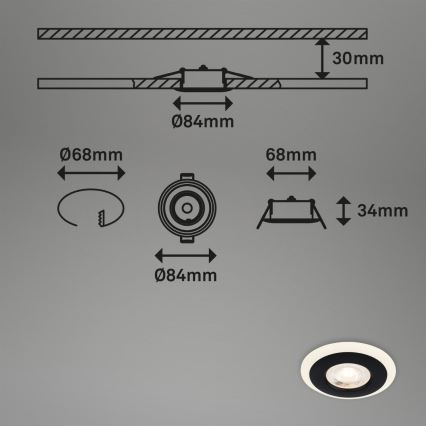 Briloner 7039-035 - KOMPLEKTS 3x LED Iegremdējama vannas istabas lampa LED/5W/230V IP44