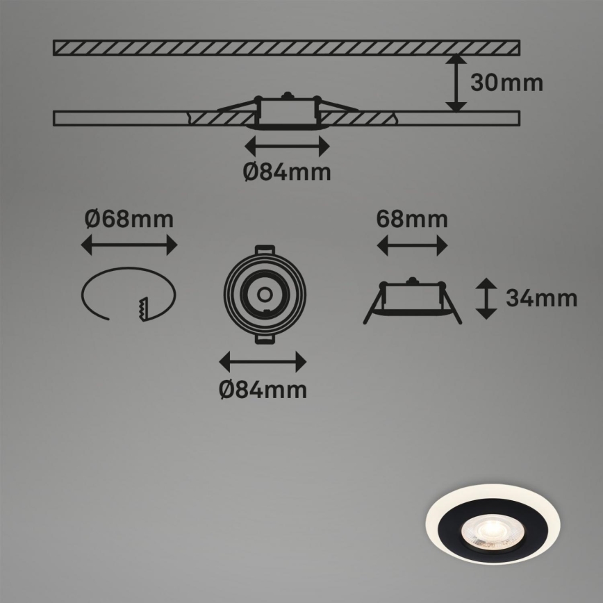 Briloner 7039-035 - KOMPLEKTS 3x LED Iegremdējama vannas istabas lampa LED/5W/230V IP44