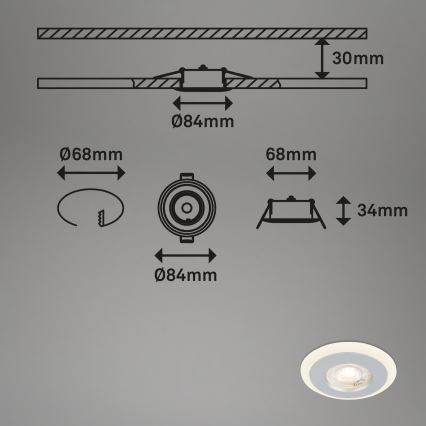 Briloner 7039034 - Komplekts 3x LED vannas istabas iebūvējamais griestu gaismeklis LED/5W/230V IP44 matēts hroms