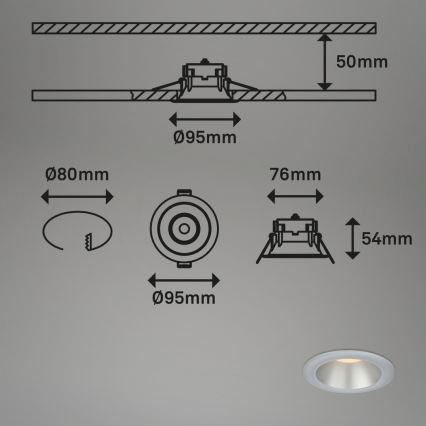 Briloner 7041-034 - KOMPLEKTS 3x LED Iegremdējama vannas istabas lampa LED/4,9W/230V IP44 sudraba