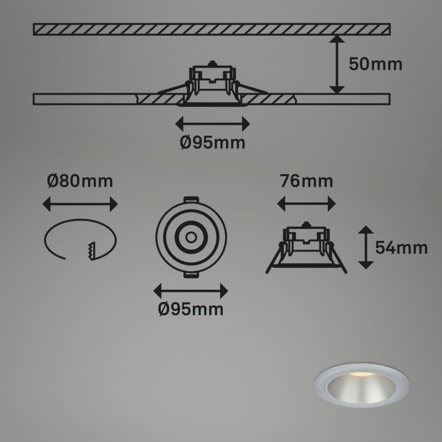 Briloner 7041-034 - KOMPLEKTS 3x LED Iegremdējama vannas istabas lampa LED/4,9W/230V IP44 sudraba
