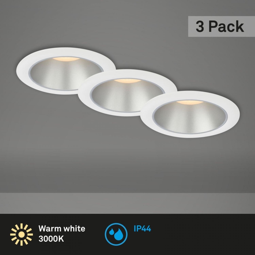 Briloner 7041-036 - KOMPLEKTS 3x LED Iegremdējama vannas istabas lampa LED/4,9W/230V IP44 balta