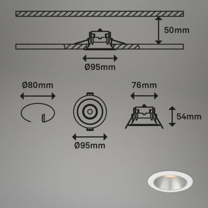 Briloner 7041-036 - KOMPLEKTS 3x LED Iegremdējama vannas istabas lampa LED/4,9W/230V IP44 balta