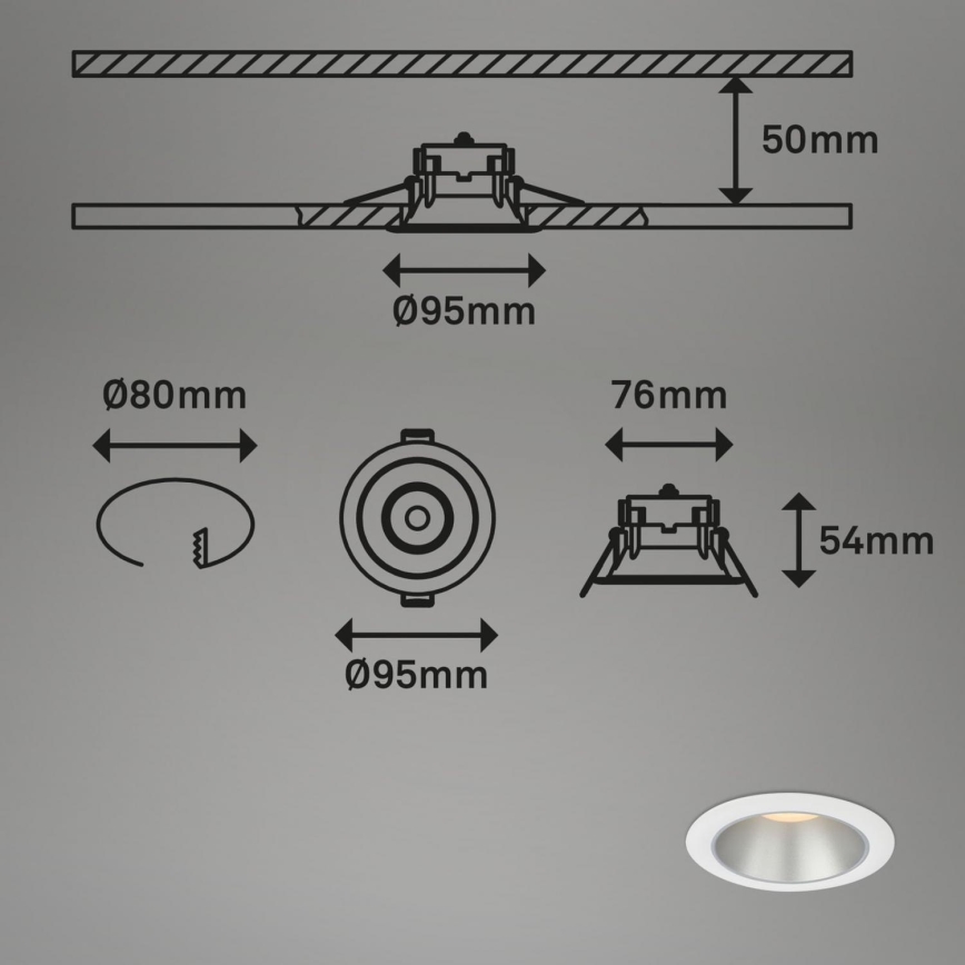 Briloner 7041-036 - KOMPLEKTS 3x LED Iegremdējama vannas istabas lampa LED/4,9W/230V IP44 balta