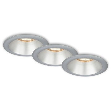 Briloner 7042-034 - KOMPLEKTS 3x Vannas istabas iegremdējama lampa 1xGU10/9W/230V IP23 sudraba