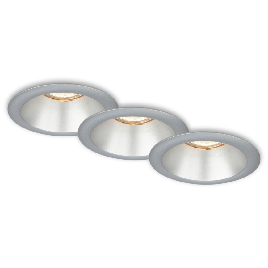 Briloner 7042-034 - KOMPLEKTS 3x Vannas istabas iegremdējama lampa 1xGU10/9W/230V IP23 sudraba