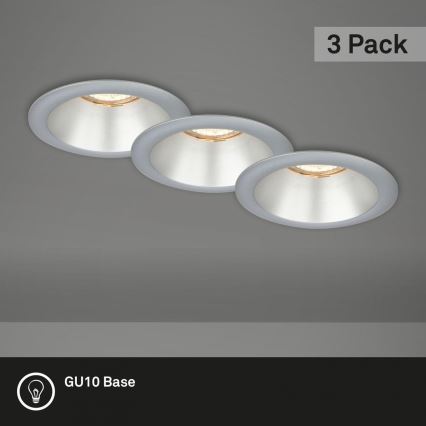 Briloner 7042-034 - KOMPLEKTS 3x Vannas istabas iegremdējama lampa 1xGU10/9W/230V IP23 sudraba