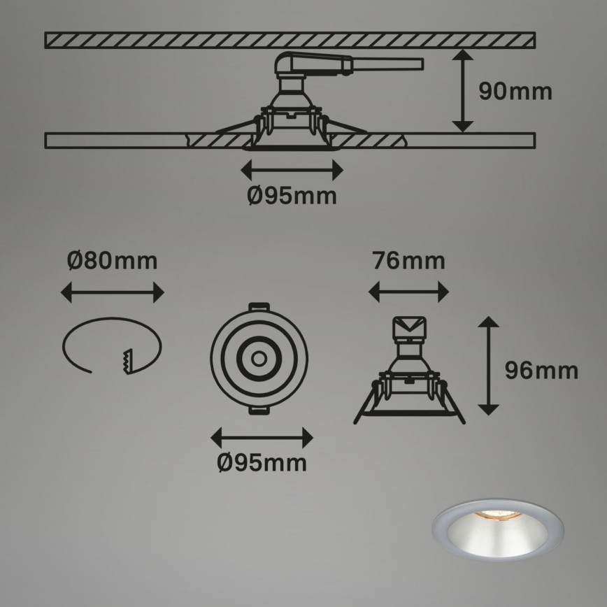 Briloner 7042-034 - KOMPLEKTS 3x Vannas istabas iegremdējama lampa 1xGU10/9W/230V IP23 sudraba