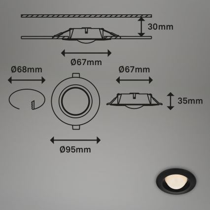 Briloner 7056-035 - KOMPLEKTS 3x LED Iegremdējama vannas istabas lampa LED/3W/230V IP44