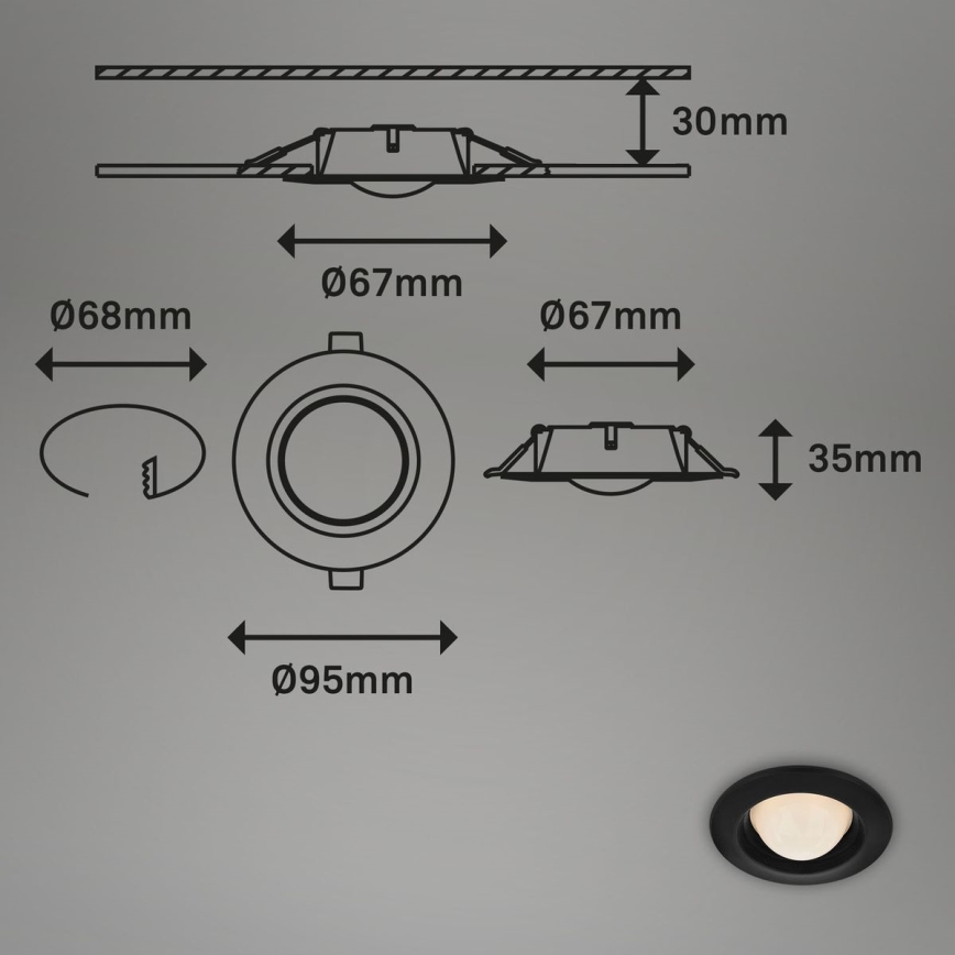 Briloner 7056-035 - KOMPLEKTS 3x LED Iegremdējama vannas istabas lampa LED/3W/230V IP44