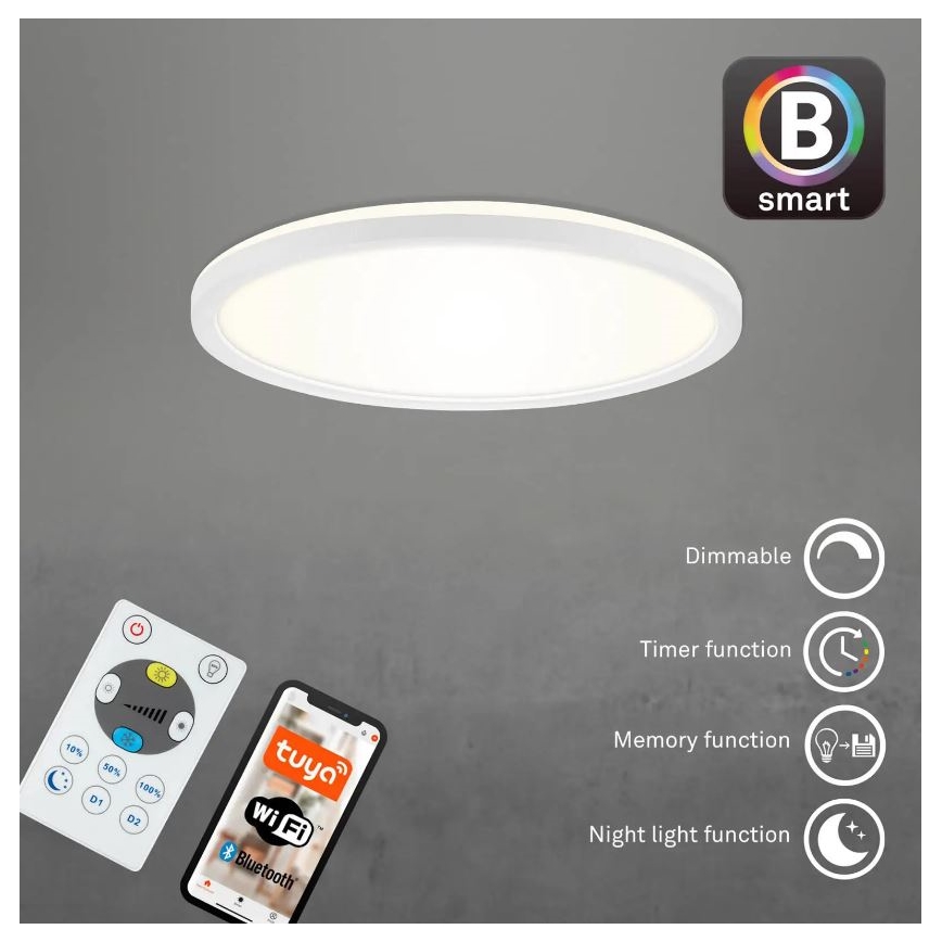 Briloner 7058-016 - LED Aptumšojama lampa SLIM LED/18W/230V 2700-6500K Wi-Fi Tuya + tālvadības pults