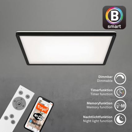 Briloner 7060-015 - regulējams virsmas SLIM LED panelis LED/22W/230V 2700-6500K 42x42 cm melns Wi-Fi Tuya + tālvadības pults