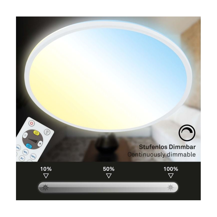Briloner 7079-016 - LED Aptumšojama griestu lampa SLIM LED/18W/230V 2700-6500K + tālvadības pults