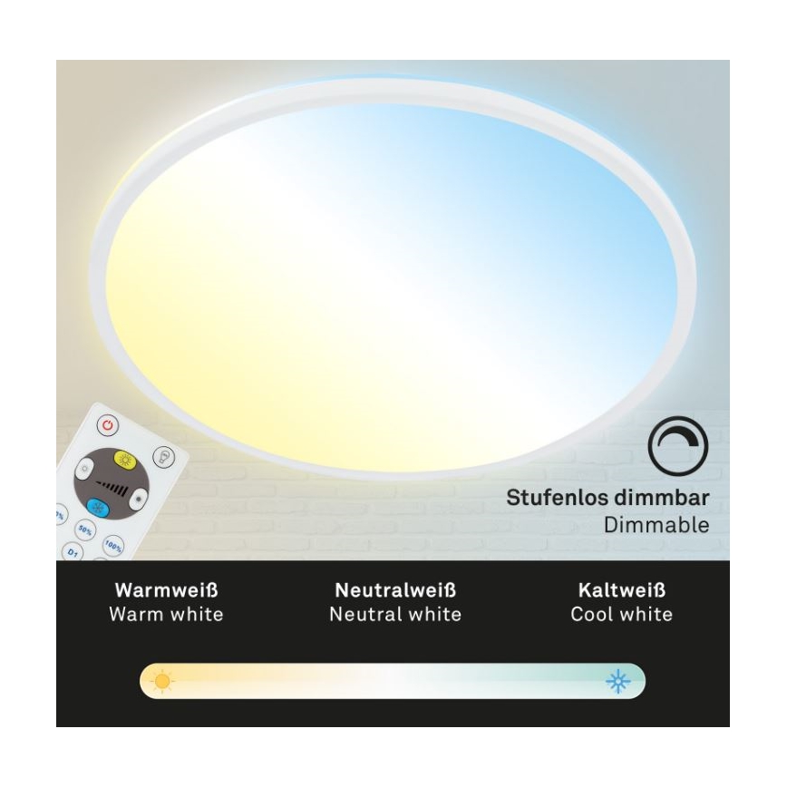 Briloner 7079-016 - LED Aptumšojama griestu lampa SLIM LED/18W/230V 2700-6500K + tālvadības pults