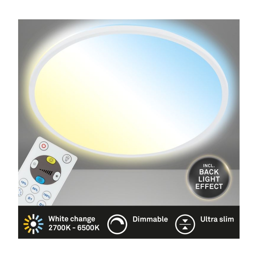 Briloner 7079-016 - LED Aptumšojama griestu lampa SLIM LED/18W/230V 2700-6500K + tālvadības pults