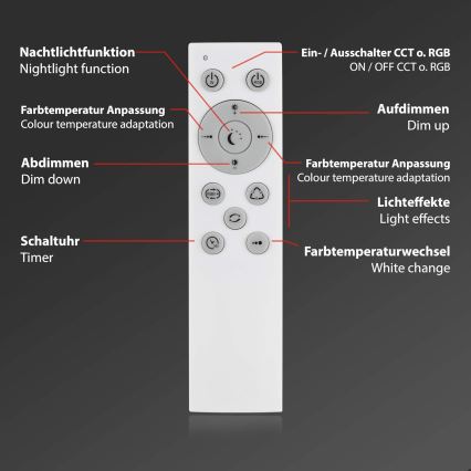 Briloner 7087-016 - LED RGBW Aptumšojama lampa SMART LED/24W/230V 3000-6500K Wi-Fi Tuya + tālvadības pults