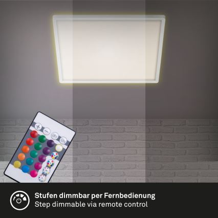 Briloner 7091-416 - LED RGBW Aptumšojama griestu lampa SLIM LED/22W/230V + tālvadības pults