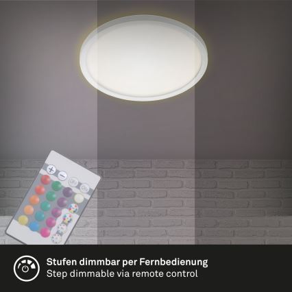 Briloner 7092-416 - RGBW Aptumšojama griestu lampa SLIM LED/15W/230V + tālvadības pults