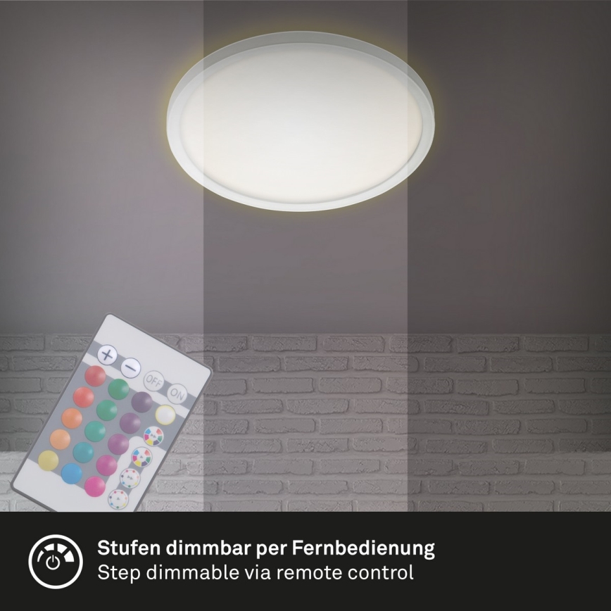 Briloner 7092-416 - RGBW Aptumšojama griestu lampa SLIM LED/15W/230V + tālvadības pults