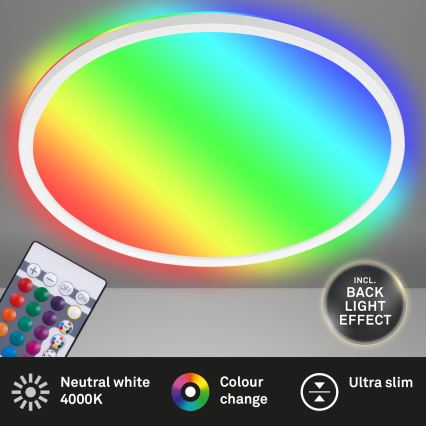 Briloner 7092-416 - RGBW Aptumšojama griestu lampa SLIM LED/15W/230V + tālvadības pults