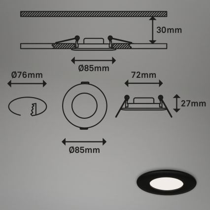 Briloner 7113-415 - LED Iegremdējama vannas istabas lampa FLAT LED/5W/230V IP44