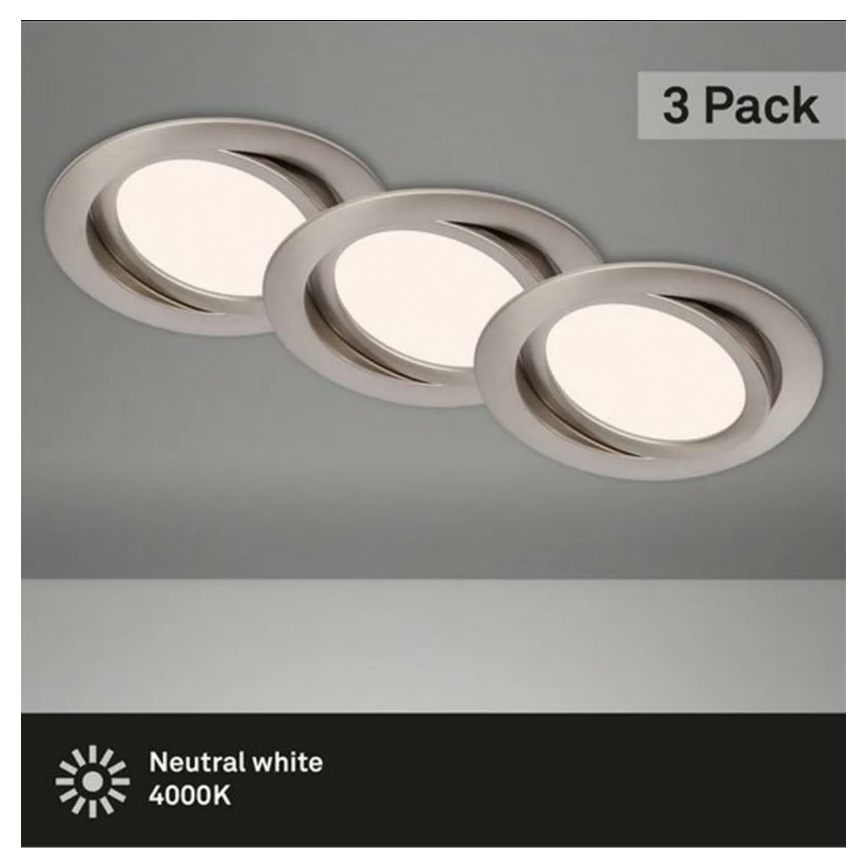Briloner 7116-432 - KOMPLEKTS 3x LED Iegremdējama vannas istabas lampa FLAT IN LED/9W/230V IP23