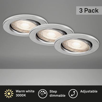 Briloner 7149-039 - KOMPLEKTS 3xLED Aptumšojama vannas istabas lampa 1xGU10/5W/230V IP23