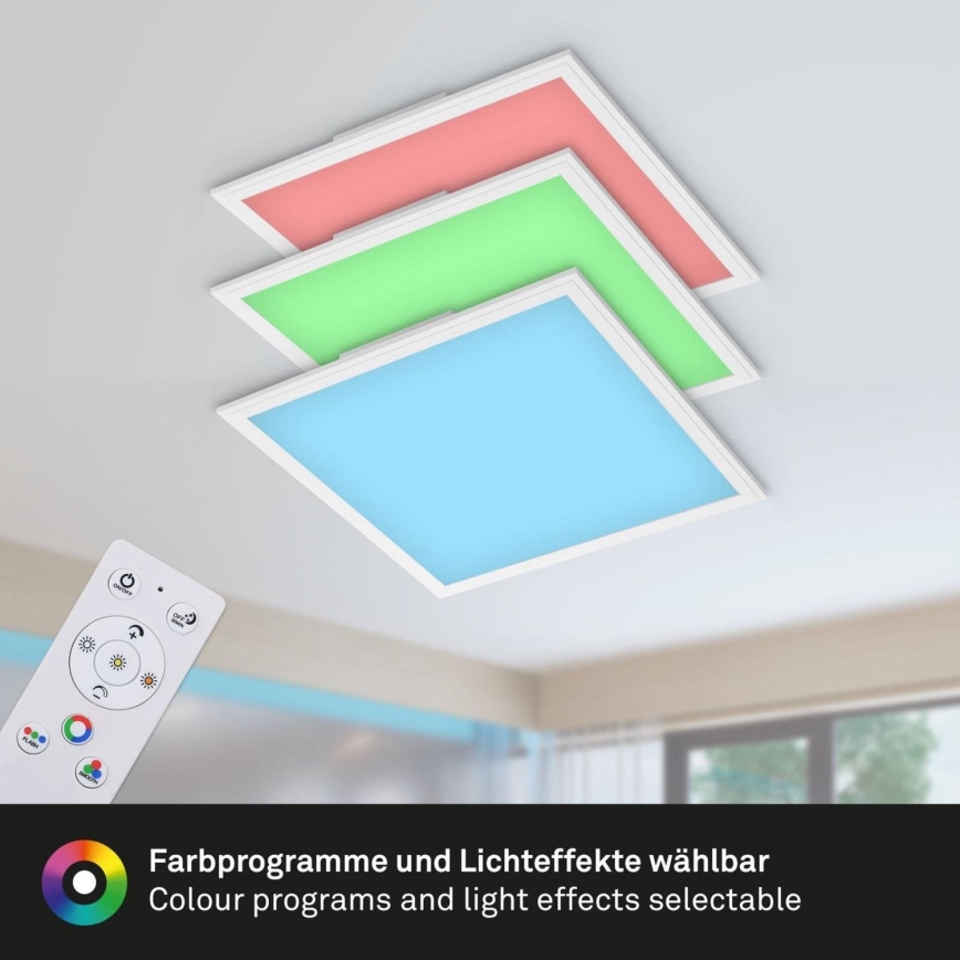 Briloner 7152-016 - LED RGB Aptumšojams virsapmetuma panelis COLOUR LED/24W/230V 3000-6500K + tālvadības pults