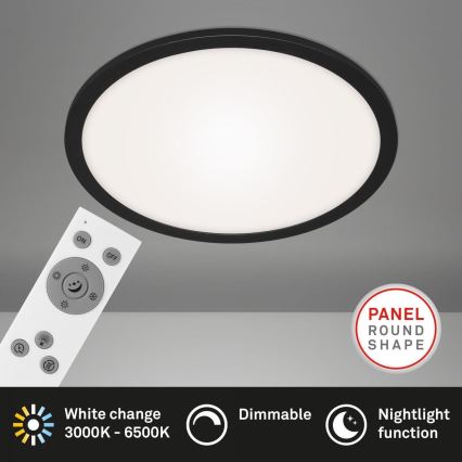 Briloner 7168-015 - LED Aptumšojama griestu lampa PIATTO LED/22W/230V 3000-6500K d. 40 cm melna + tālvadības pults