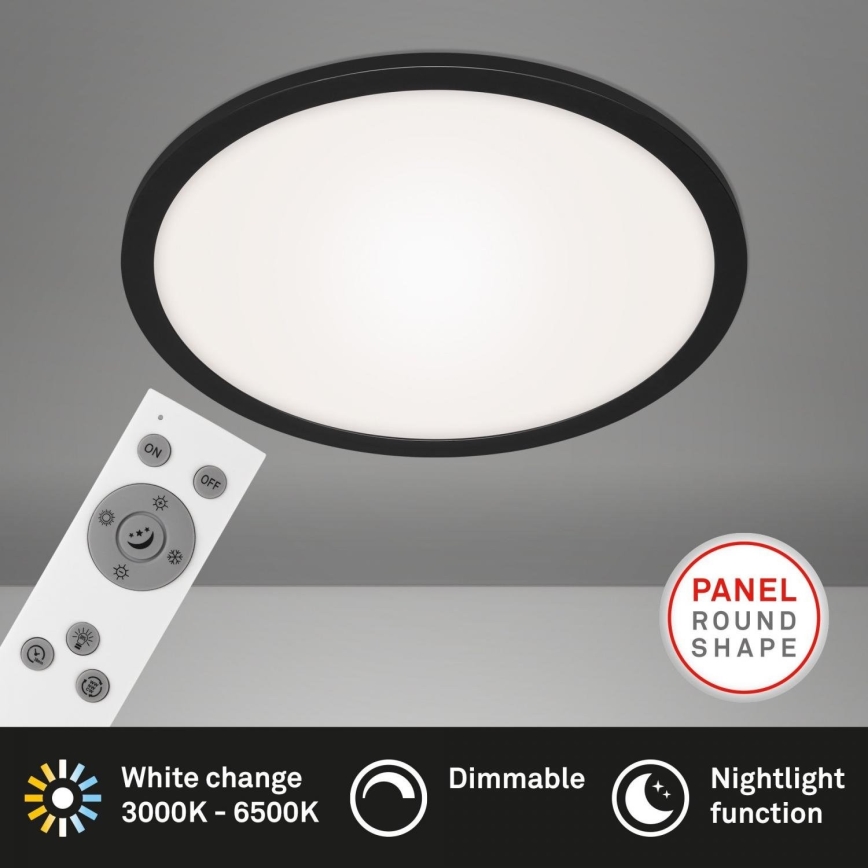 Briloner 7168-015 - LED Aptumšojama griestu lampa PIATTO LED/22W/230V 3000-6500K d. 40 cm melna + tālvadības pults