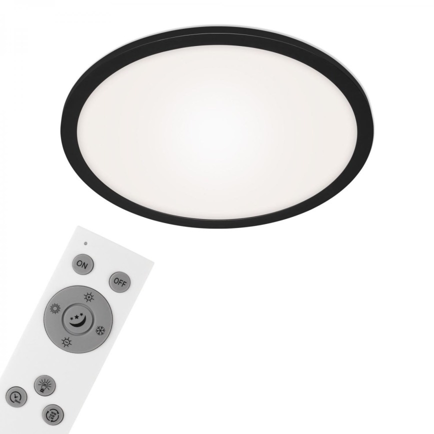 Briloner 7168-015 - LED Aptumšojama griestu lampa PIATTO LED/22W/230V 3000-6500K d. 40 cm melna + tālvadības pults