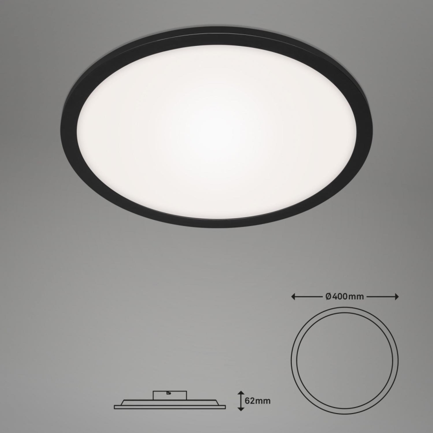 Briloner 7168-015 - LED Aptumšojama griestu lampa PIATTO LED/22W/230V 3000-6500K d. 40 cm melna + tālvadības pults