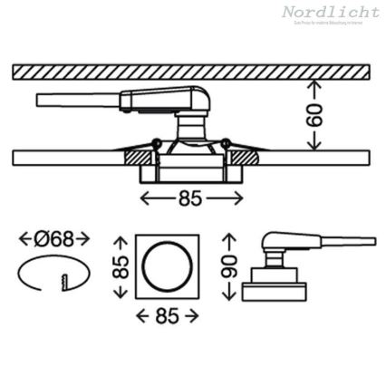 Briloner 7200-016 - LED Vannas istabas iebūvējams gaismeklis ATTACH 1xGU10/3W/230V