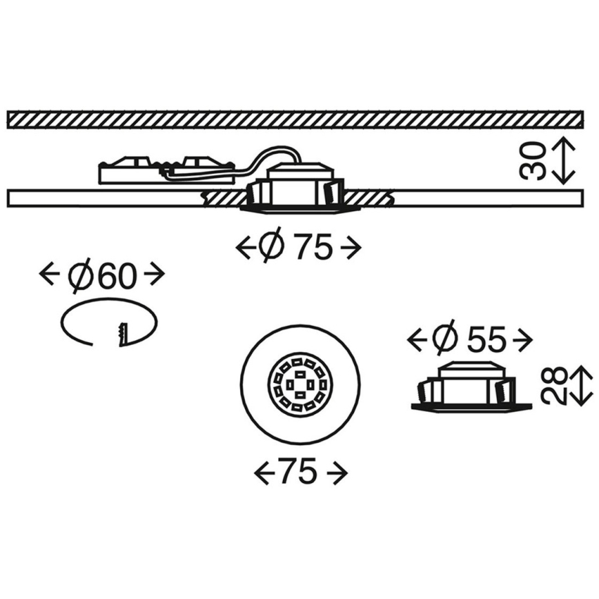 Briloner 7204-031 - KOMPLEKTS 3x LED Iegremdējama vannas istabas lampa ATTACH LED/5W/230V IP44